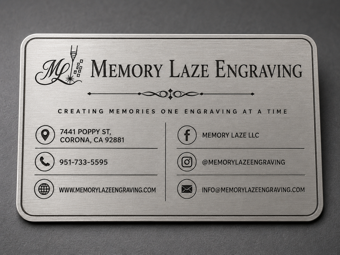 Silver-finish stainless steel business card for custom laser engraving
